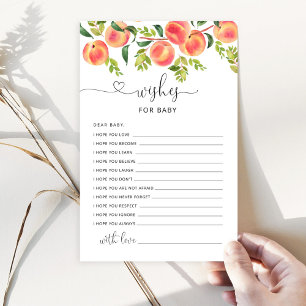 Watercolor peach wishes for baby card