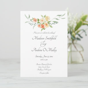 Watercolor Peach, Yellow, and Green Floral Invitation