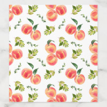 Watercolor Peaches and Greenery Pattern Summer