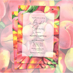 Watercolor Peaches Bridal Shower Invitation