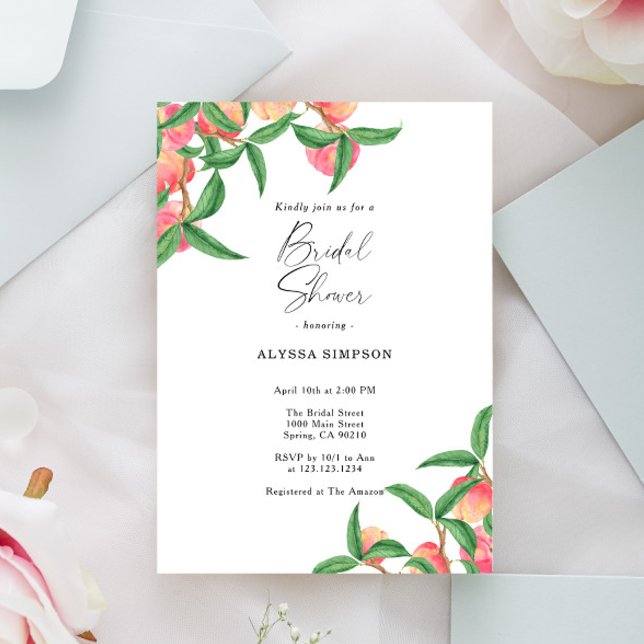 Watercolor Peaches Bridal Shower Invitation (Creator Uploaded)