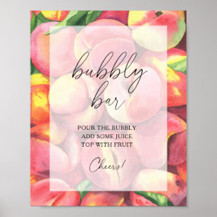 Watercolor peaches - bubbly bar poster