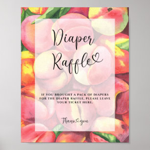 Watercolor peaches - diaper raffle poster