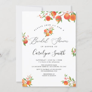 Watercolor Peaches Floral Bridal Shower Invitation