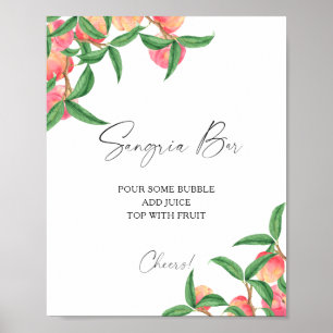 Watercolor peaches modern - sangria bar poster