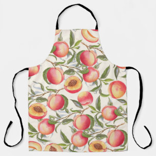 Watercolor peaches, seamless floral pattern. apron