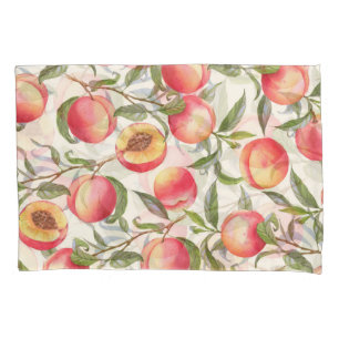 Watercolor peaches, seamless floral pattern. pillowcase