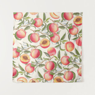 Watercolor peaches, seamless floral pattern. tapestry