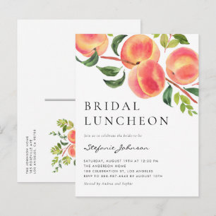 Watercolor Peaches Summer Bridal Luncheon Invitation Postcard