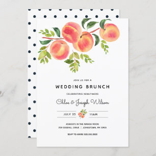 Watercolor Peaches Wedding Brunch Invitation