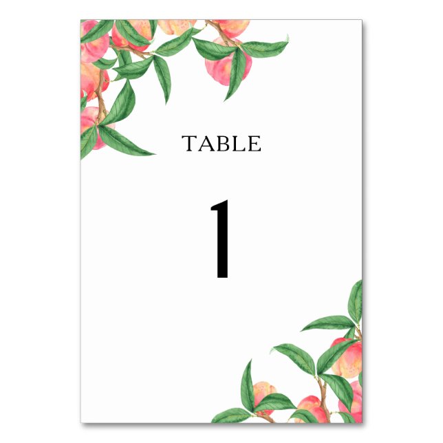 Watercolor peaches - wedding table number (Front)
