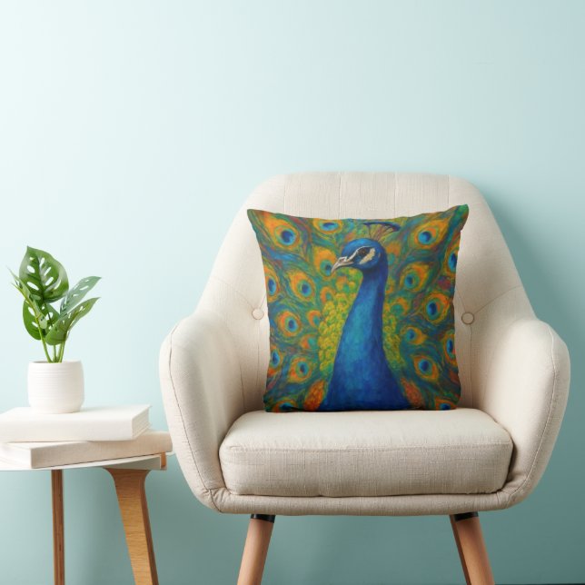 Watercolor Peacock Cushion (Chair)