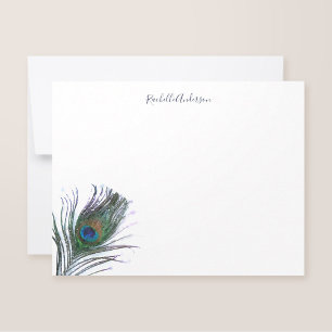 Watercolor Peacock Feather Personalised Card