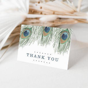 Watercolor Peacock Feather Thank You Card