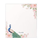 Watercolor Peacock Flowers Personalised Name