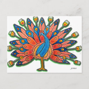Watercolor Peacock Postcard