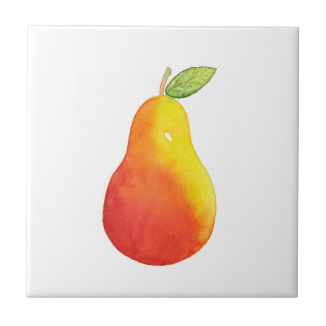 Watercolor Pear Ceramic Tile (Front)