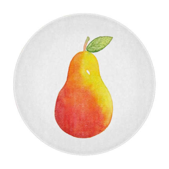 Watercolor Pear Cutting Board (Front)