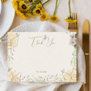 Watercolor Pear Floral Garden Blank Thank You Card
