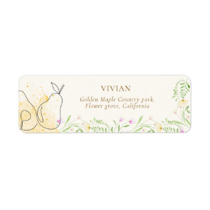 Watercolor Pear Floral Garden Return Address Label