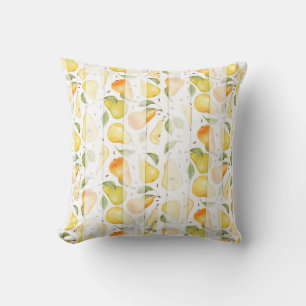 Watercolor Pear Fresh Fruit Pattern Cushion