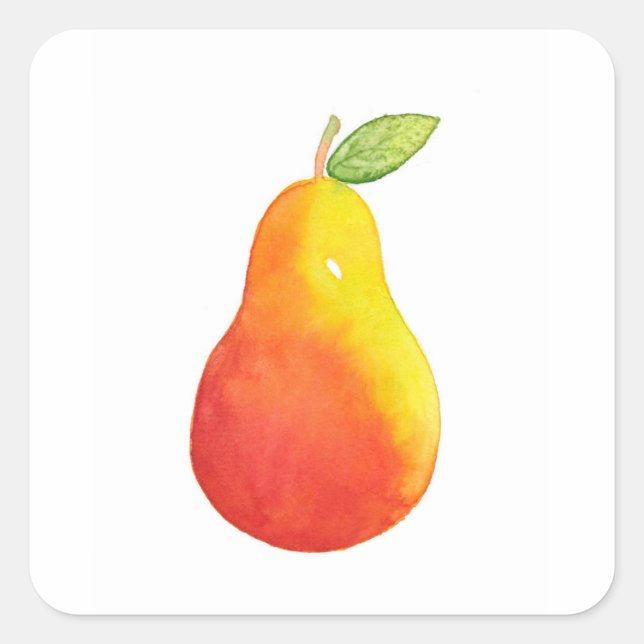 Watercolor Pear Square Sticker (Front)