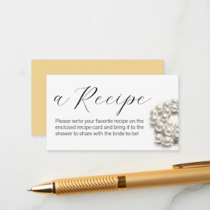 Watercolor Pearls Bridal Shower Share A Recipe Enclosure Card