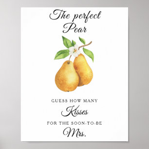 Watercolor pears bridal shower How many kisses Poster