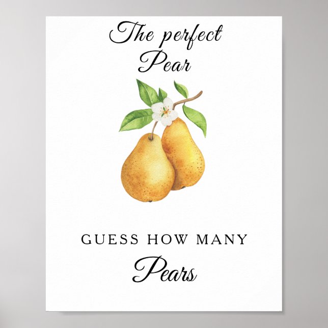 Watercolor pears bridal shower How many pears Poster (Front)