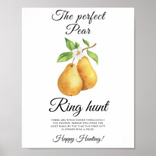 Watercolor pears bridal shower Ring hunt game Poster