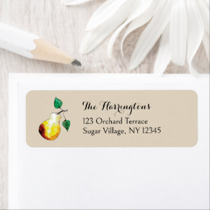 Watercolor Pears Hand-Painted Nature Address Return Address Label