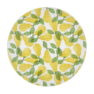 Watercolor Pears: Hand Painted Pattern Cutting Board