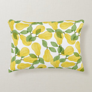Watercolor Pears: Hand Painted Pattern Decorative Cushion