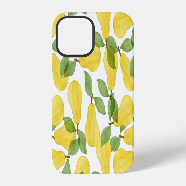 Watercolor Pears: Hand Painted Pattern iPhone Case (Back)
