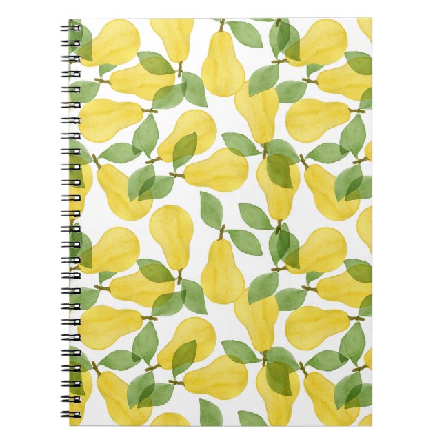 Watercolor Pears: Hand Painted Pattern Notebook (Front)