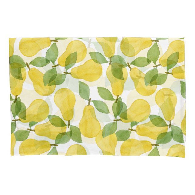 Watercolor Pears: Hand Painted Pattern Pillowcase (Front)