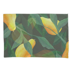 Watercolor pears, leaves: botanical seamless. pillowcase