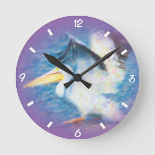 watercolor pelican 17 round clock
