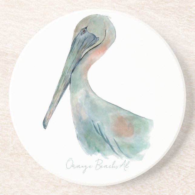 Watercolor Pelican Coaster (Front)