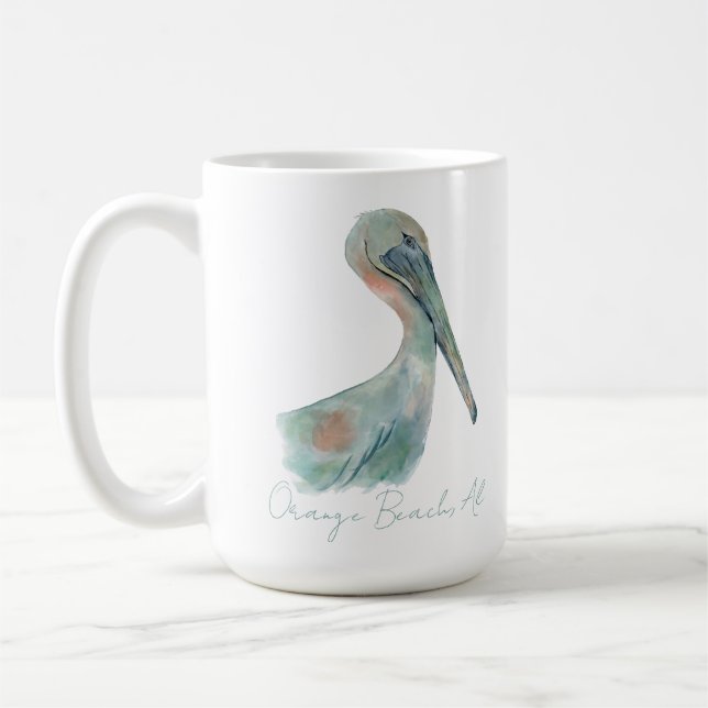 Watercolor Pelican Coffee Mug (Left)