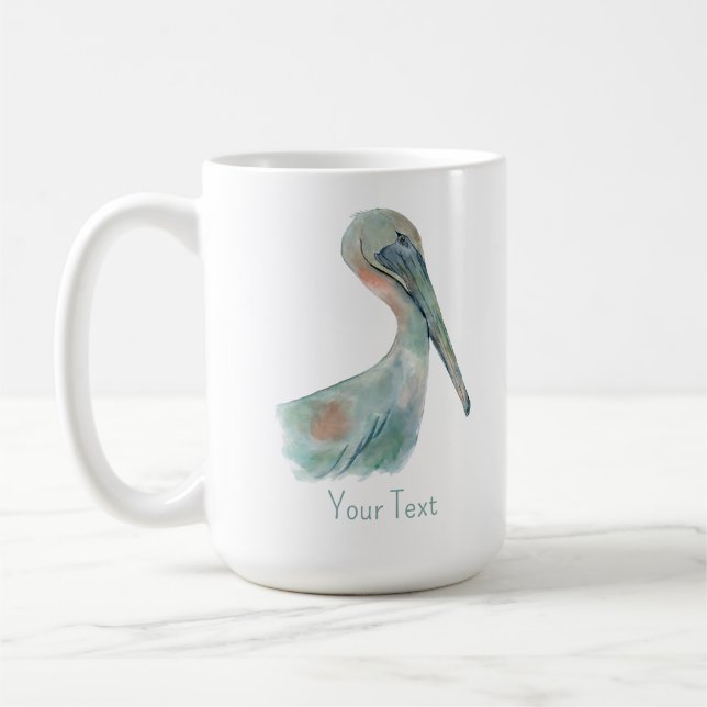 Watercolor Pelican Coffee Mug (Left)