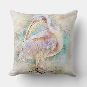 Watercolor Pelican Throw Pillow