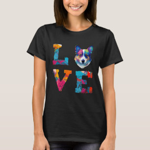 Watercolor Pembroke Welsh Corgi Dog Face Colourful T-Shirt