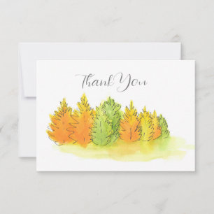 Watercolor, Pen & Ink Autumn Trees Thank You Card