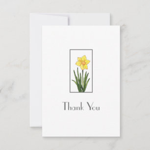 Watercolor, Pen & Ink Daffodil  Thank You Card