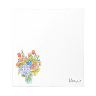 Watercolor, Pen & Ink Floral Bouquet Notepad