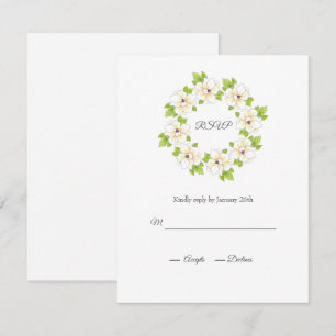 Watercolor, Pen & Ink Magnolia Wreath  RSVP Card
