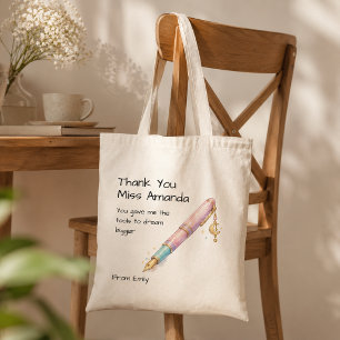 Watercolor Pen Modern School Teacher Appreciation Tote Bag