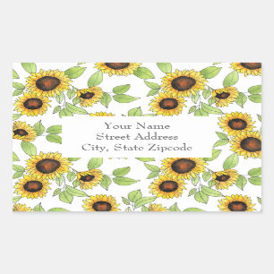  'Watercolor & Pen Sunflower Pattern'  Labels