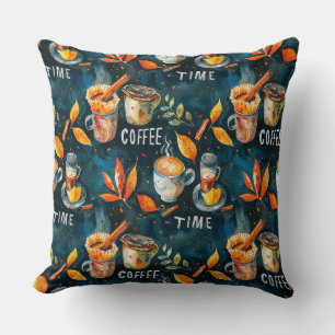 Watercolor pencil ink coffee cups, pots, cinnamon, cushion